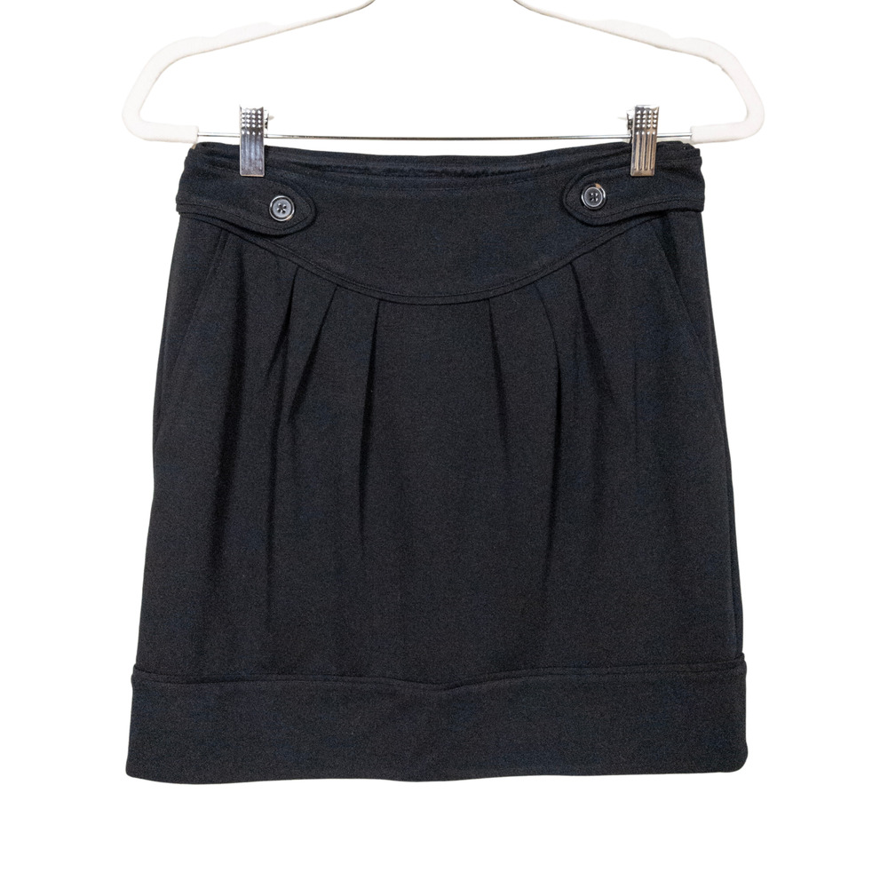 MARTIN + OSA Black Pleated Skirt Button Detail Pockets Women's Size 2